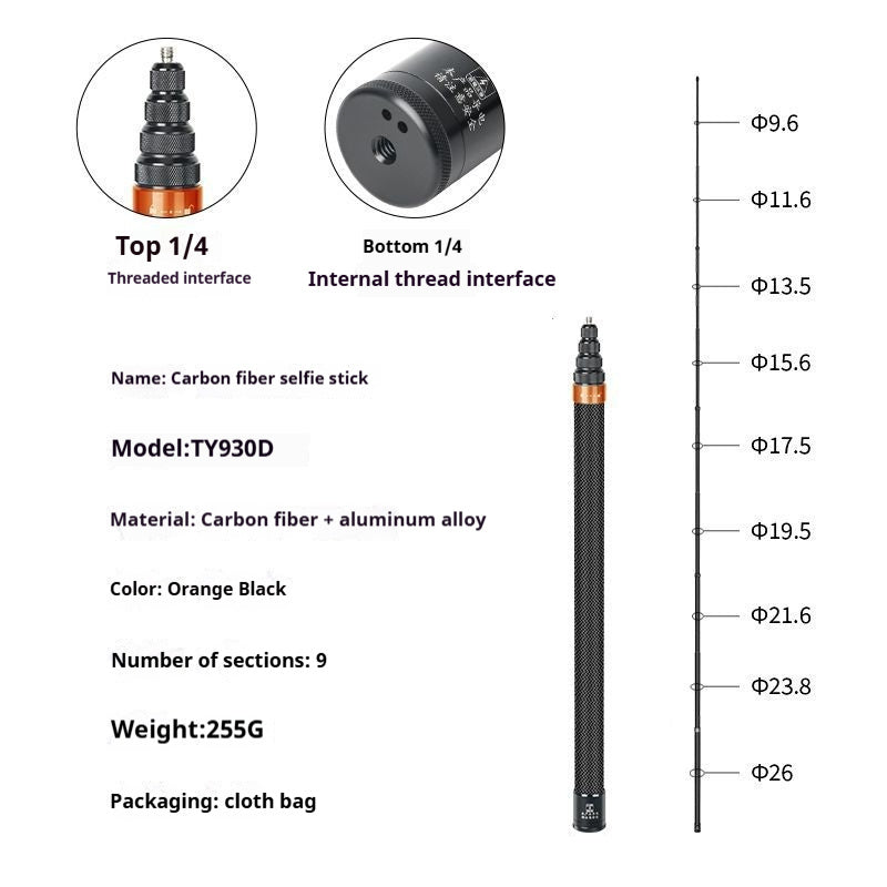 360 Selfie Stick Panoramic Camera Rotating Handle Time Extension Rod