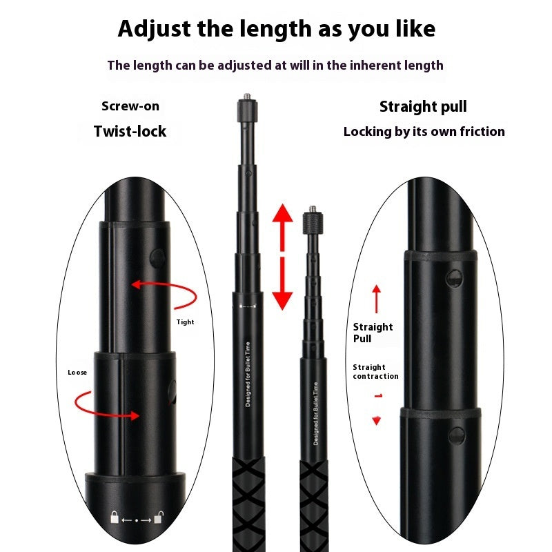 360 Selfie Stick Panoramic Camera Rotating Handle Time Extension Rod