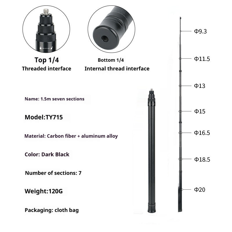 360 Selfie Stick Panoramic Camera Rotating Handle Time Extension Rod