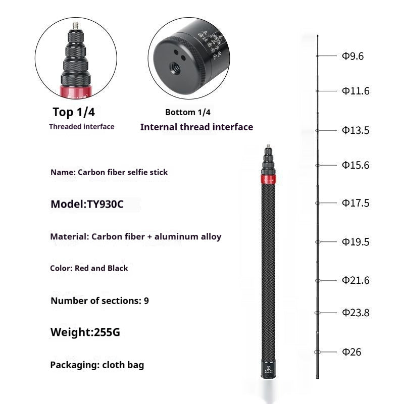 360 Selfie Stick Panoramic Camera Rotating Handle Time Extension Rod