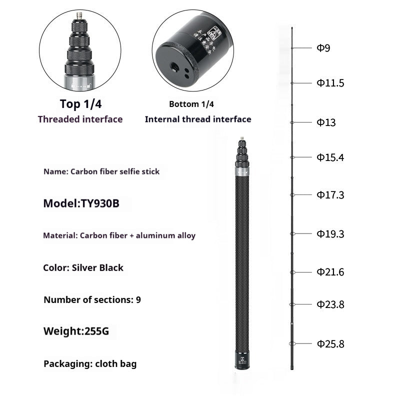 360 Selfie Stick Panoramic Camera Rotating Handle Time Extension Rod