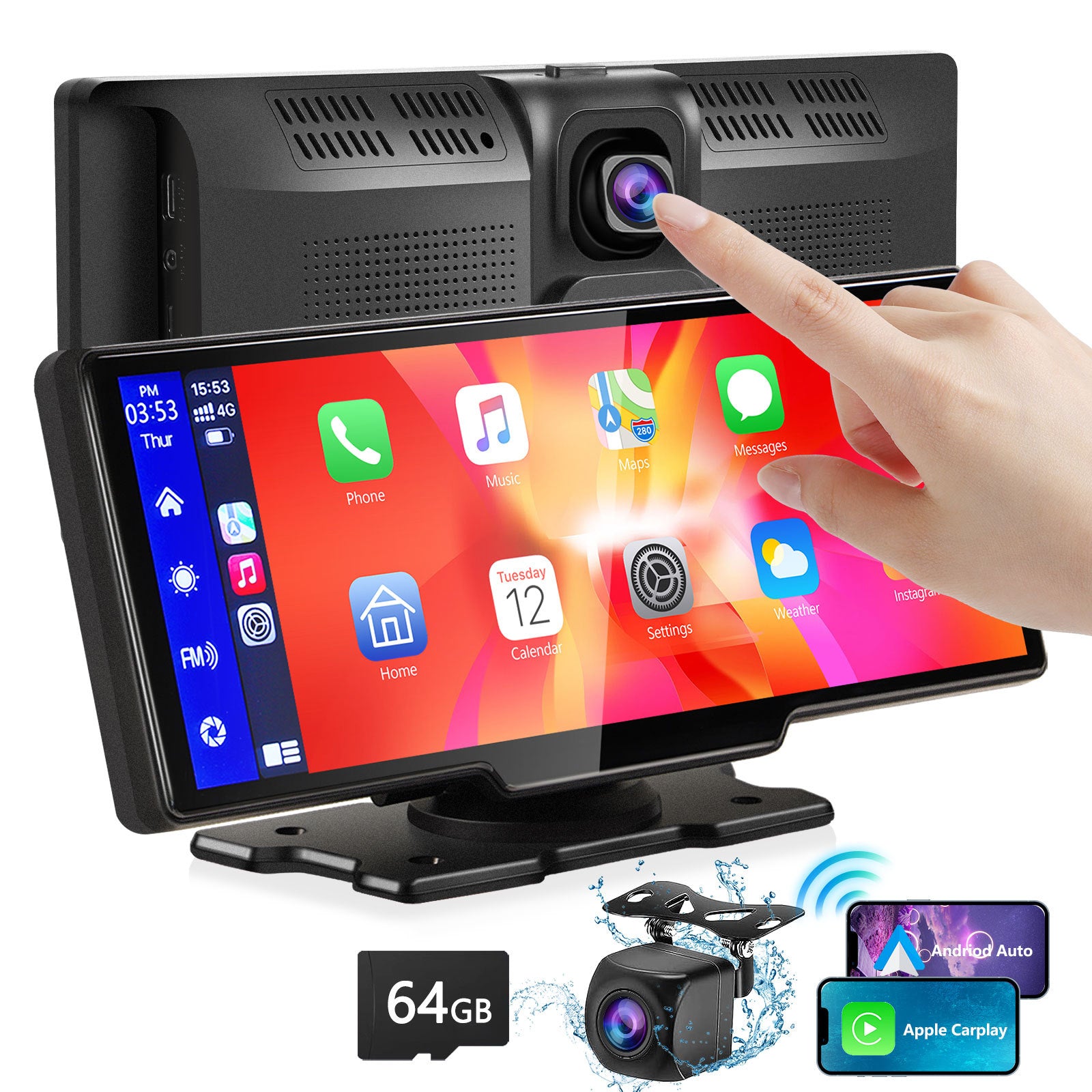 Portable Wireless Carplay With 2.5K Camera