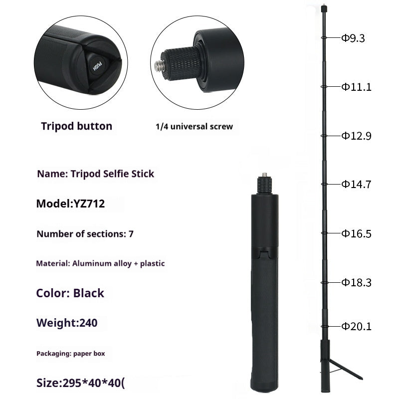 360 Selfie Stick Panoramic Camera Rotating Handle Time Extension Rod