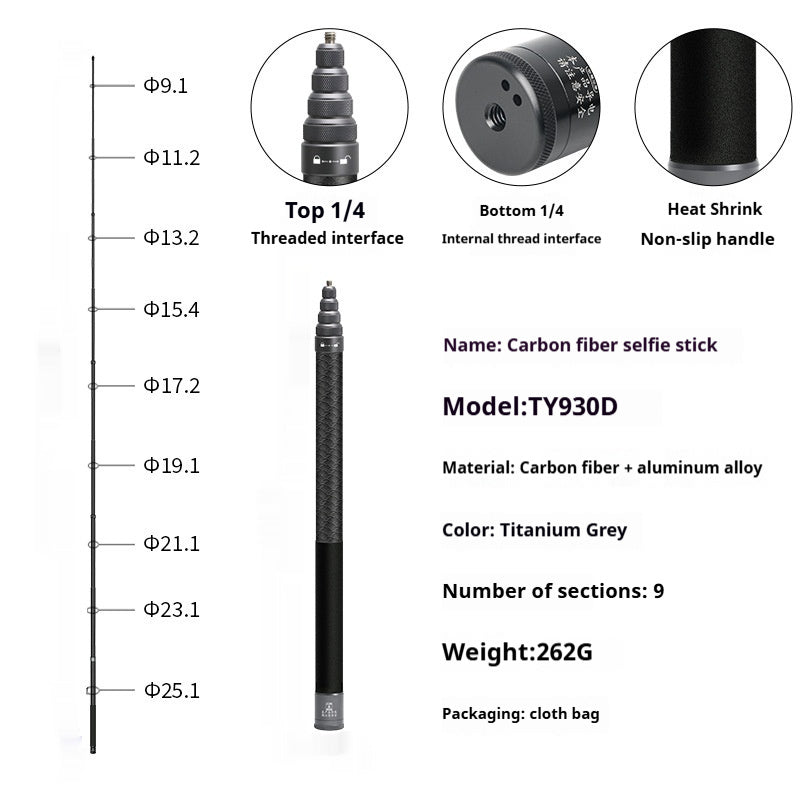 360 Selfie Stick Panoramic Camera Rotating Handle Time Extension Rod